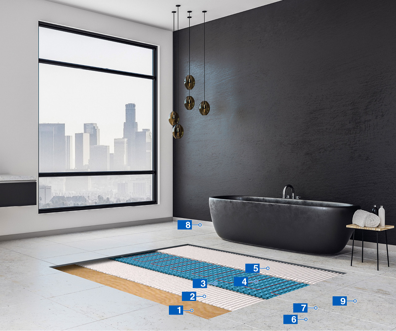 Heated on sale tile floor
